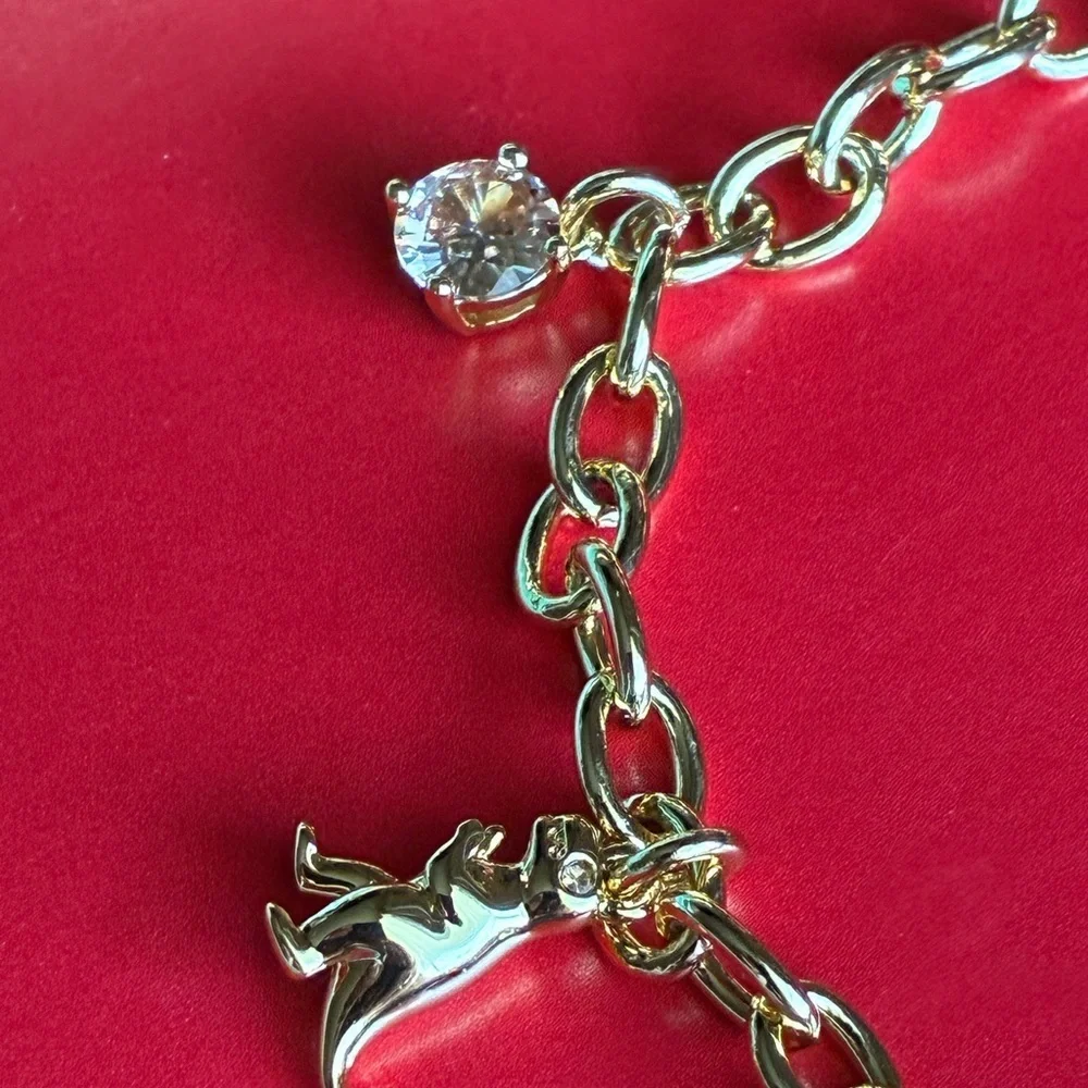 COACH Bracelet,Coach Gold and Gray Charm Bracelet